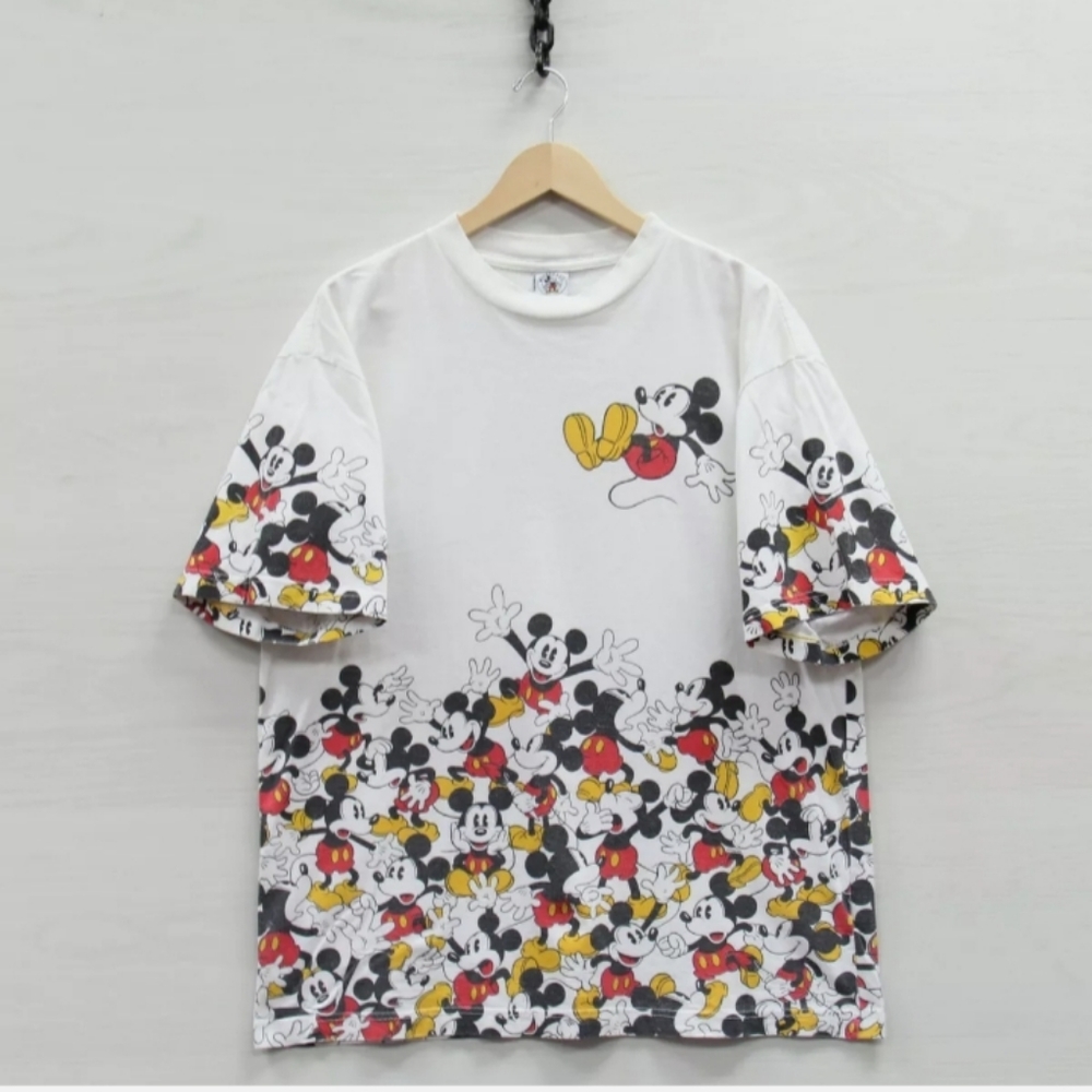 Vintage Mickey Mouse Disney T-Shirt Size Large 90s All Over Print